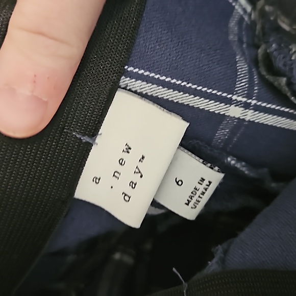 A New Day Blue and White plaid side zip pants. In EUC - Picture 3 of 3